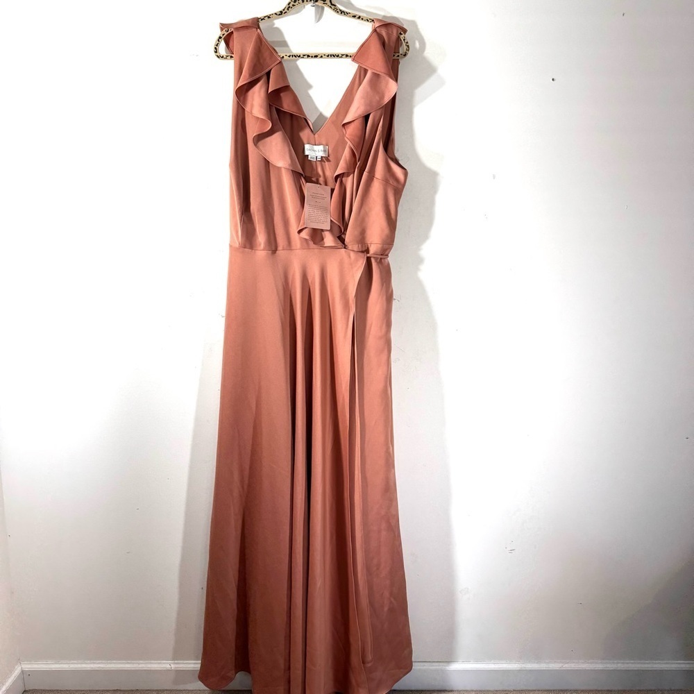 Anthropologie Sachin + Babi Tansy formal Gown apricot satin NWT - Picture 2 of 16